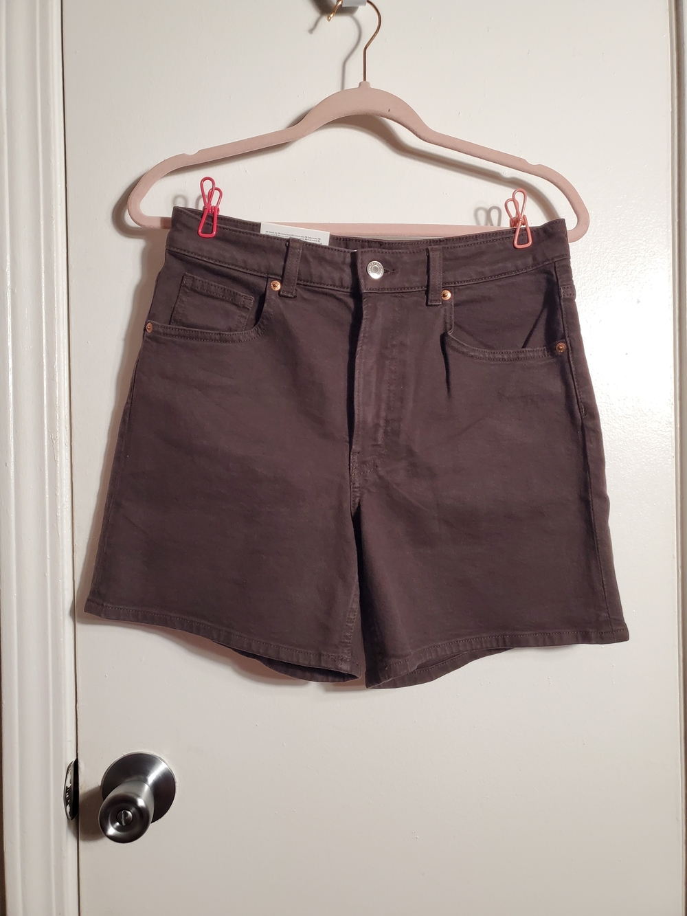 H&M Women's Dark Brown Denim Bermuda Shorts